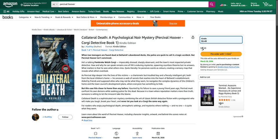 We Are on Amazon – “Collateral Death” Now Available for Pre-Order